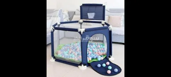 ✨S✨،Parc de jeux et barrière de sécurité avec Panier de Basket et 30 balles