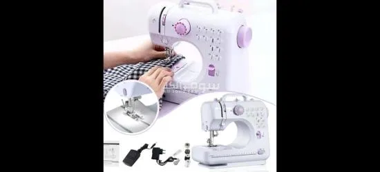 ماكينة خياطة محمولة بـ 12 غرزة وسرعتين مع ضوء ليلي LED ودواسة قدم